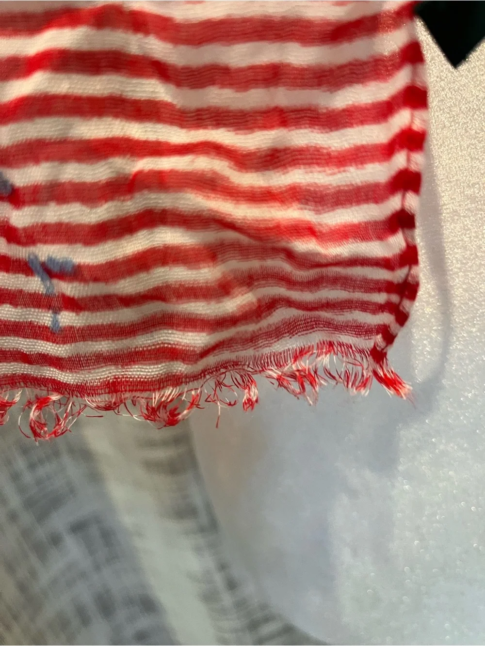 Lauren Ralph Lauren Scarf Wrap Cover Up White Red Stripes Nautical Americana